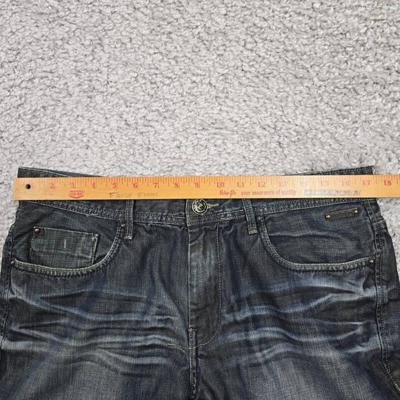 Projek Raw Jeans Mens 34x33 Blue Straight Dark Wash Whiskers Biker Punk - Picture 11 of 15